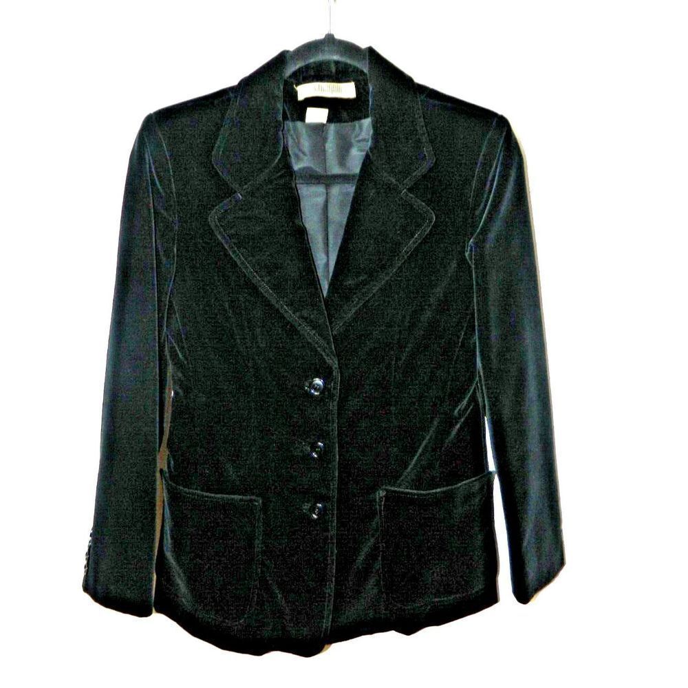 I. Magnin Blazer Women's‎ Size S/M Black Velvet Vintage 1970's